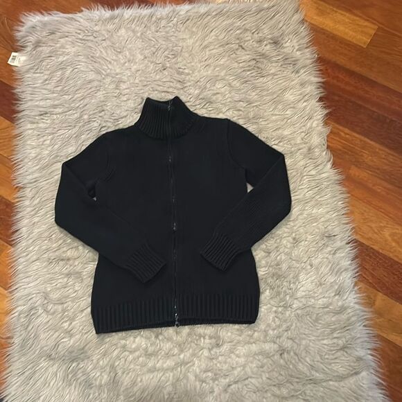 Jcrew women’s thick‎ cotton navy blue zip up sweater - Picture 1 of 4